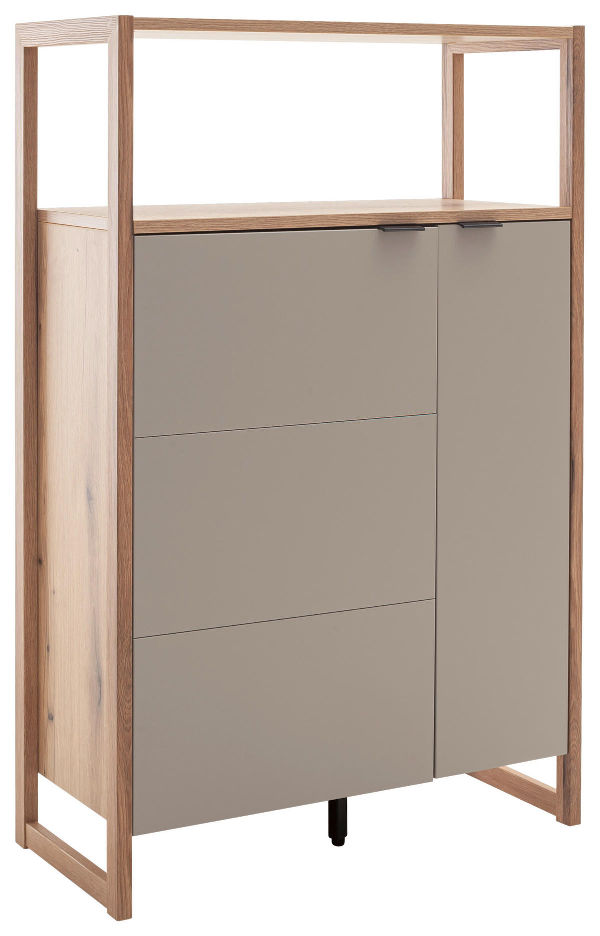 REGAL Grau, Schwarz, Eichefarben  95/150/44 cm  - Eichefarben/Anthrazit, Design, Holzwerkstoff/Metall (95/150/44cm) - Hom`in