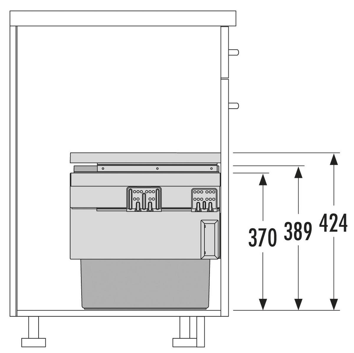 EINBAUABFALLSAMMLER 2 x 28 l  Kunststoff  - Dunkelgrau/Grau, Basics, Kunststoff (56,2-56,8/37-42,4/40cm) - HKT
