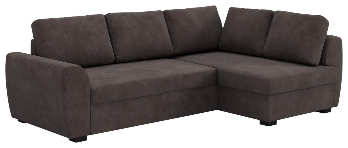 ECKSOFA Braun Mikrofaser Zierkissen, Bettkasten  - Schwarz/Braun, Trend, Kunststoff/Textil (253/154cm) - MID.YOU