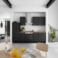 KÜCHENBLOCK Touch 270 cm  in Schwarz, Eichefarben  - Edelstahlfarben/Eichefarben, MODERN, Holzwerkstoff/Metall (270cm) - Nobilia