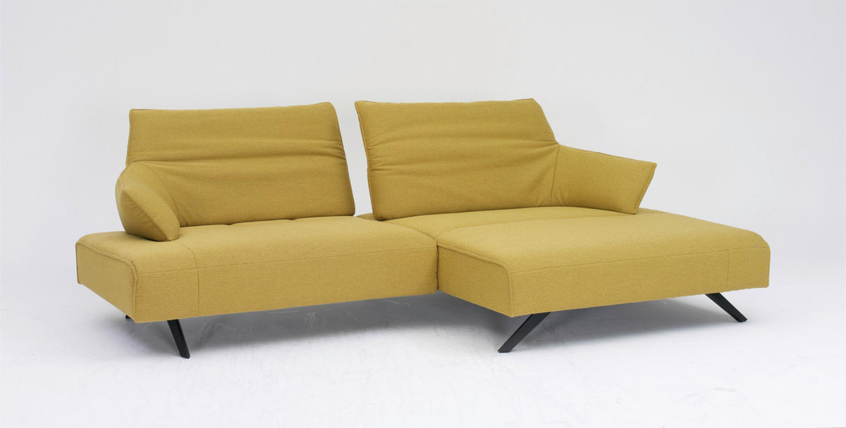 ECKSOFA in Struktur Currygelb  - Currygelb/Anthrazit, Design, Textil/Metall (276/165cm) - Himolla