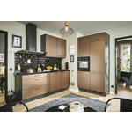ECKKÜCHE 220/120 cm  in Graphitfarben, Schwarz, Bronzefarben  - Chromfarben/Schwarz, Design, Holzwerkstoff/Metall (220/120cm) - Xora