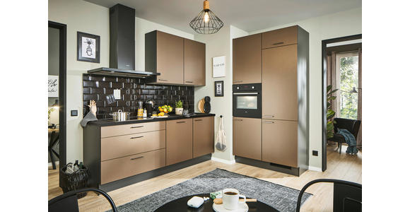 ECKKÜCHE 220/120 cm in Graphitfarben, Schwarz, Bronzefarben - Chromfarben/Schwarz, Design, Holzwerkstoff/Metall (220/120cm) - Xora