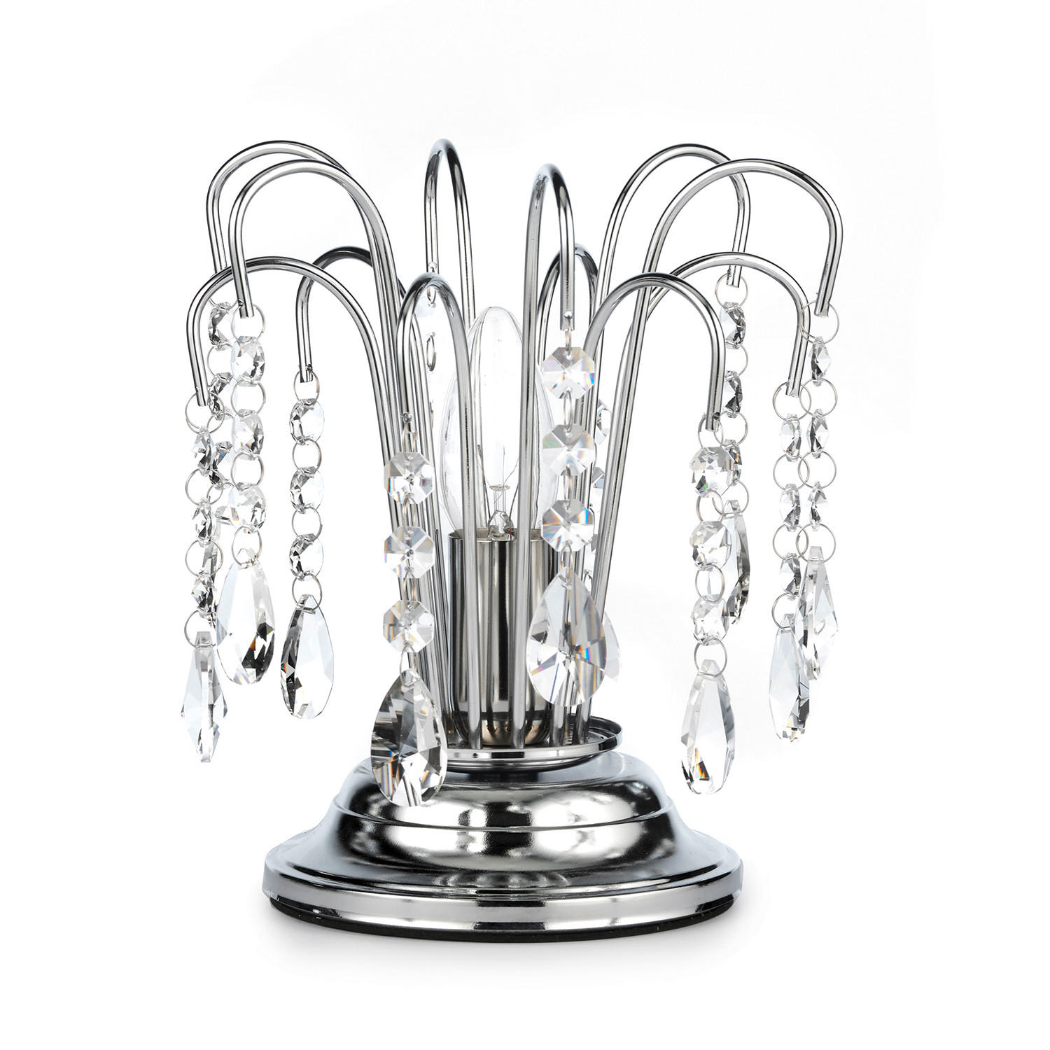 KRISTALL-TISCHLEUCHTE 16/23 cm   - Chromfarben, KONVENTIONELL, Glas/Metall (16/23cm)