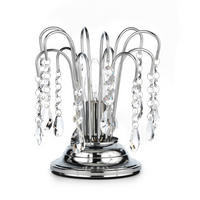 KRISTALL-TISCHLEUCHTE 16/23 cm   - Chromfarben, KONVENTIONELL, Glas/Metall (16/23cm)
