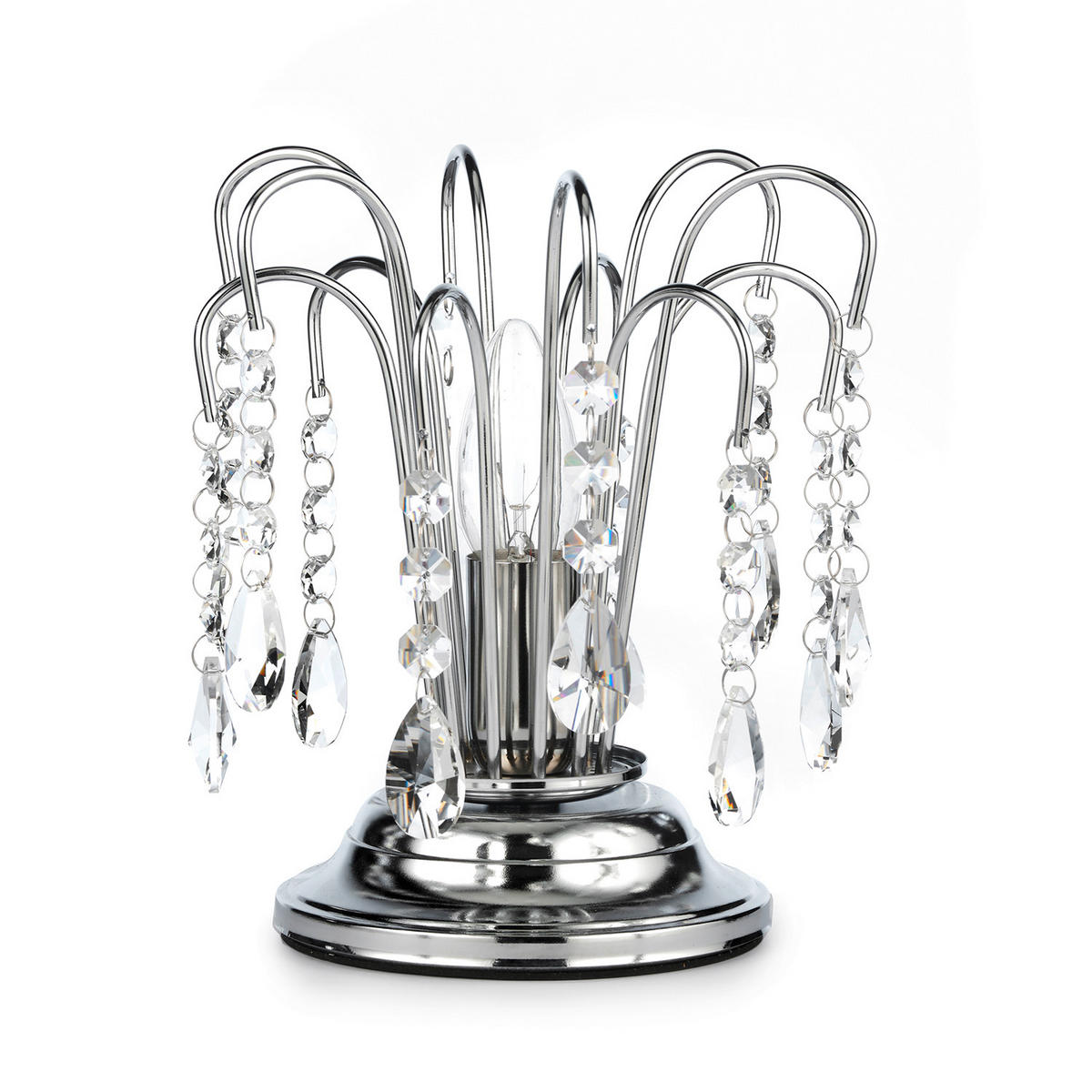 KRISTALL-TISCHLEUCHTE 16/23 cm   - Chromfarben, KONVENTIONELL, Glas/Metall (16/23cm)