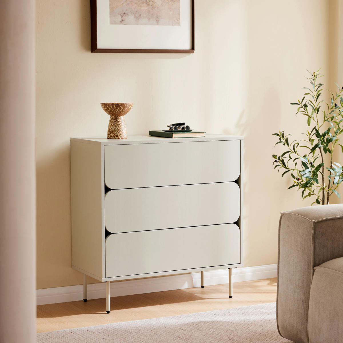 KOMMODE  in 80/85/40 cm  - Seidengrau/Hellgrau, Design, Holzwerkstoff/Metall (80/85/40cm) - Xora