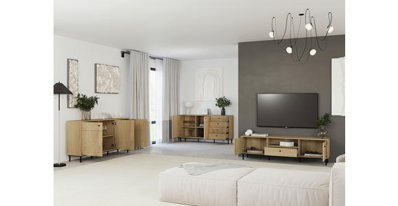 KOMMODE in 81,8/108/37 cm - Eichefarben/Schwarz, MODERN, Holzwerkstoff/Kunststoff (81,8/108/37cm) - Carryhome