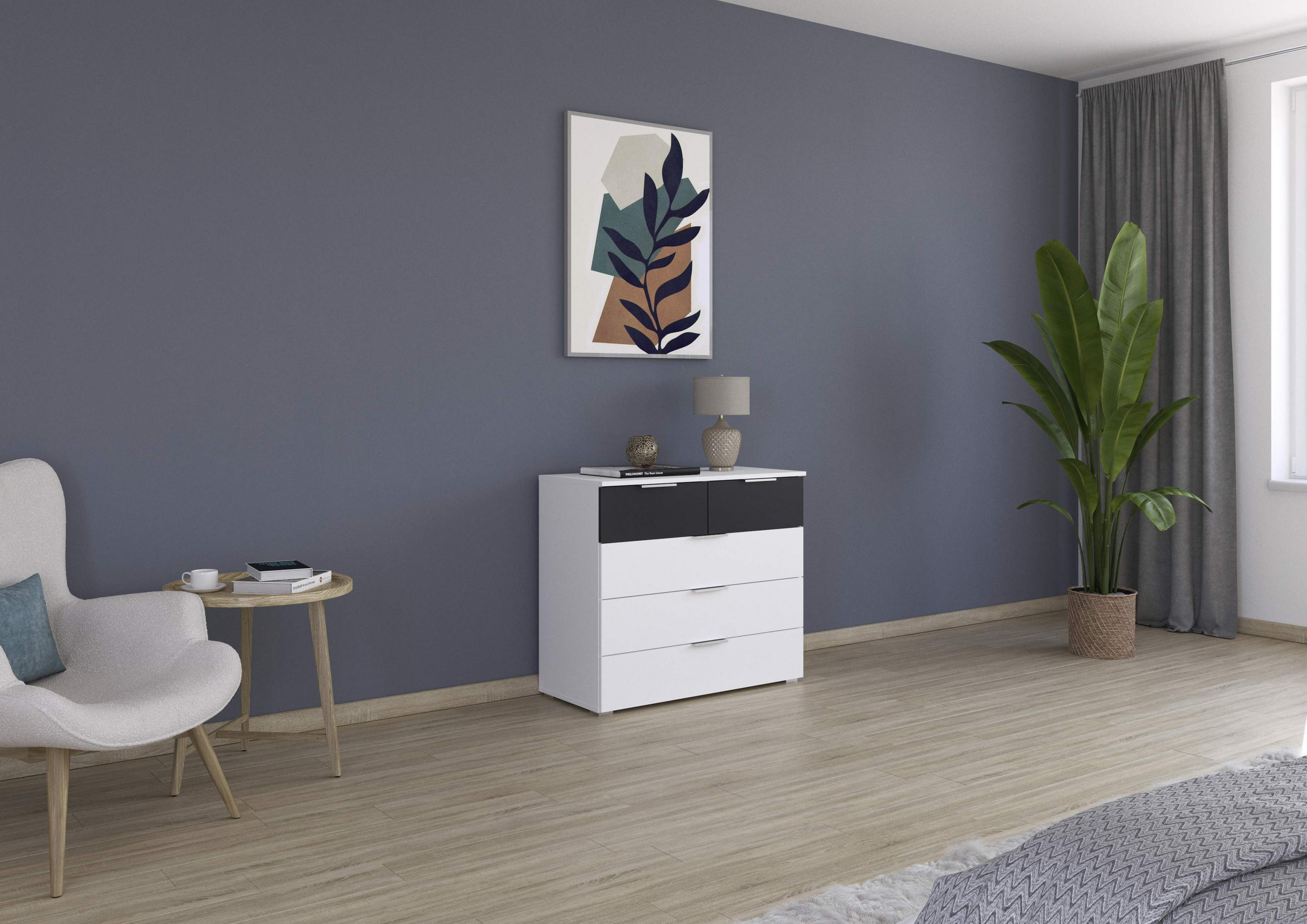 KOMMODE  in 93/81/42 cm  - Dunkelgrau/Silberfarben, MODERN, Holzwerkstoff/Metall (93/81/42cm) - Boxxx