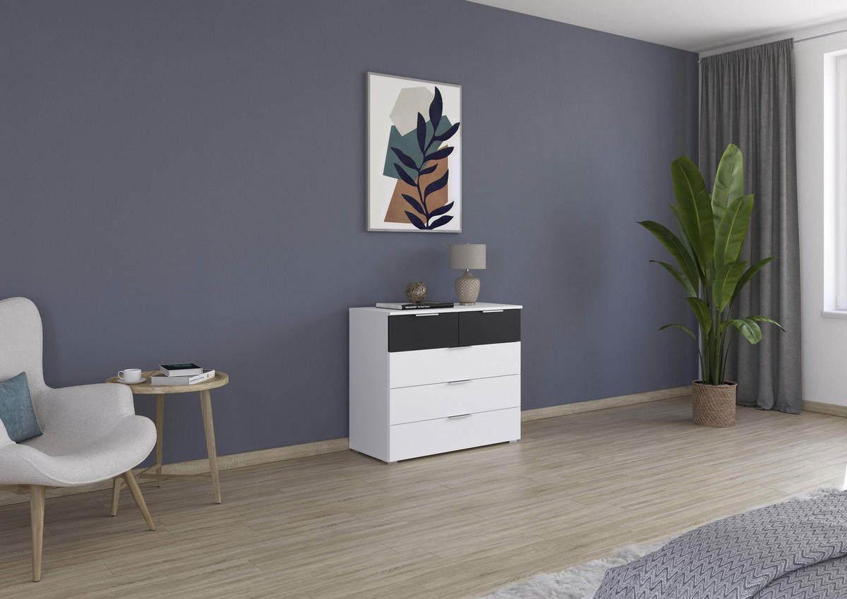 KOMMODE 93/81/42 cm  in Weiss, Dunkelgrau  - Weiss/Dunkelgrau, Modern, Holzwerkstoff/Metall (93/81/42cm) - Boxxx