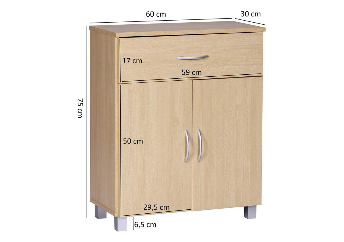 KOMODA, barvy buku, 60/75/30 cm - šedá/barvy buku, Konvenční, kompozitní dřevo/plast (60/75/30cm) - MID.YOU