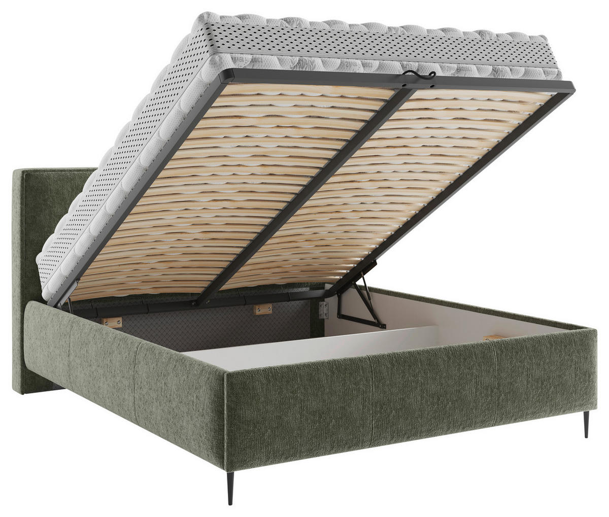 TAPECIRANI KREVET   180/200 cm   tamno zelena  - tamno zelena/crna, Moderno, drvni materijal/drvo (180/200cm) - MID.YOU