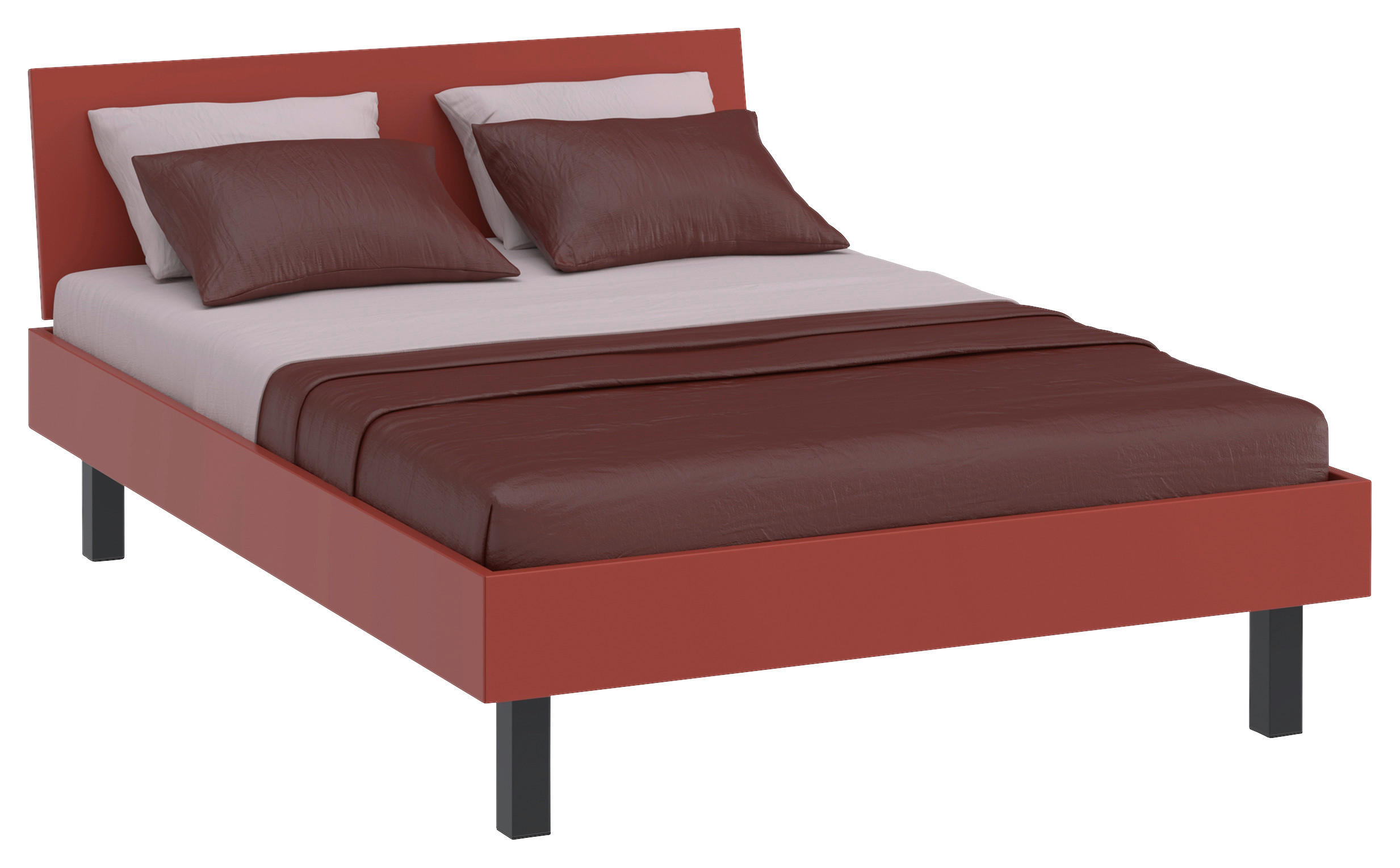 BETT 140/200 cm  in Rot, Koralle  - Koralle/Rot, Design, Holzwerkstoff/Metall (140/200cm) - Xora