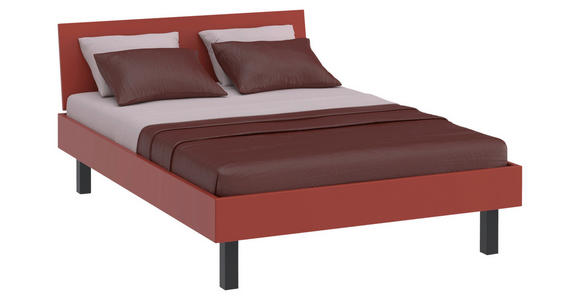 BETT 140/200 cm  in Rot, Koralle  - Koralle/Rot, Design, Holzwerkstoff/Metall (140/200cm) - Xora