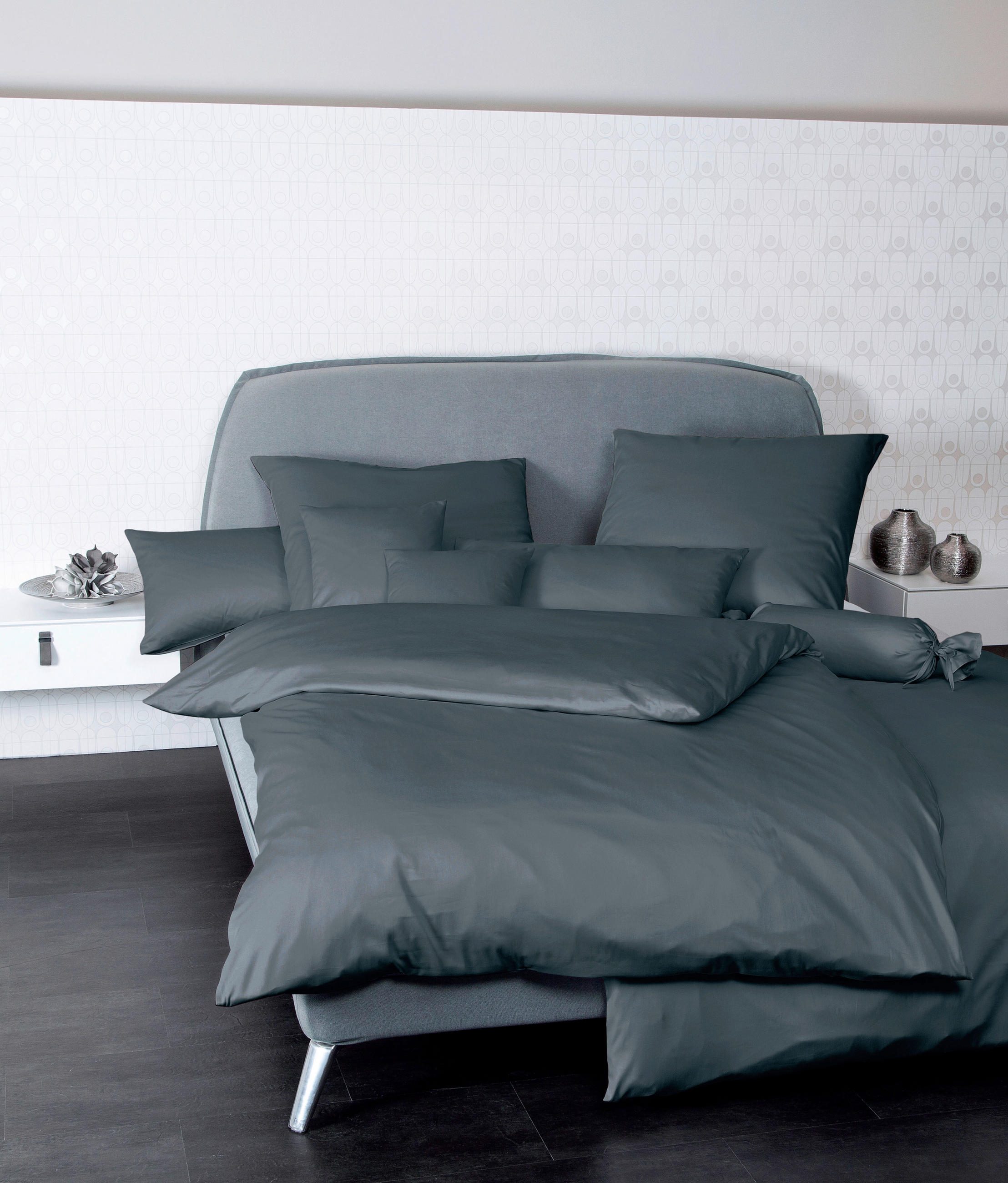 KOPFKISSENBEZUG Giacomo 40/80 cm  - Anthrazit, Basics, Textil (40/80cm) - Janine