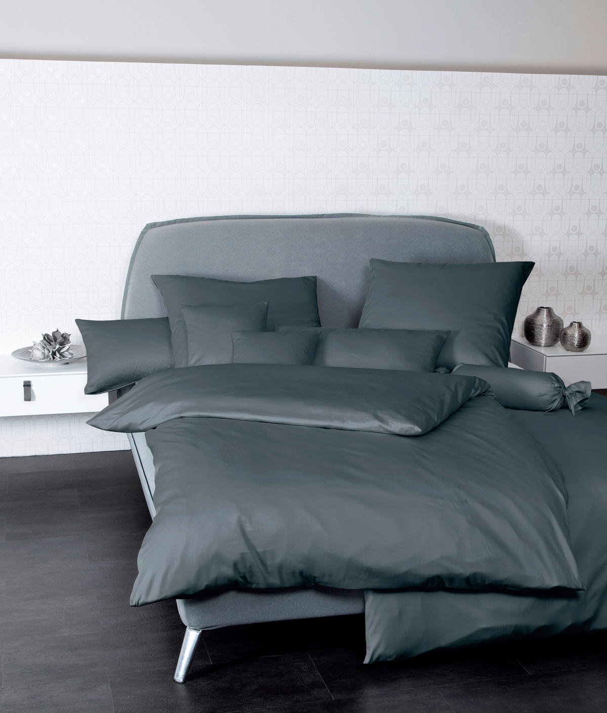 KOPFKISSENBEZUG Giacomo 40/80 cm  - Anthrazit, Basics, Textil (40/80cm) - Janine