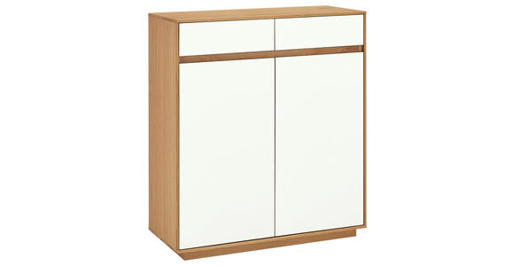 SCHUHSCHRANK 86/103/37 cm - Eiche Bianco/Weiß, Design, Holz/Holzwerkstoff (86/103/37cm) - Novel