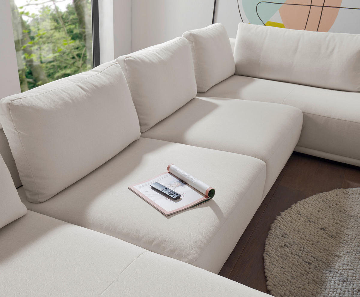 WOHNLANDSCHAFT Weiß Chenille  - Schwarz/Weiß, Design, Kunststoff/Textil (166/397/204cm) - Musterring