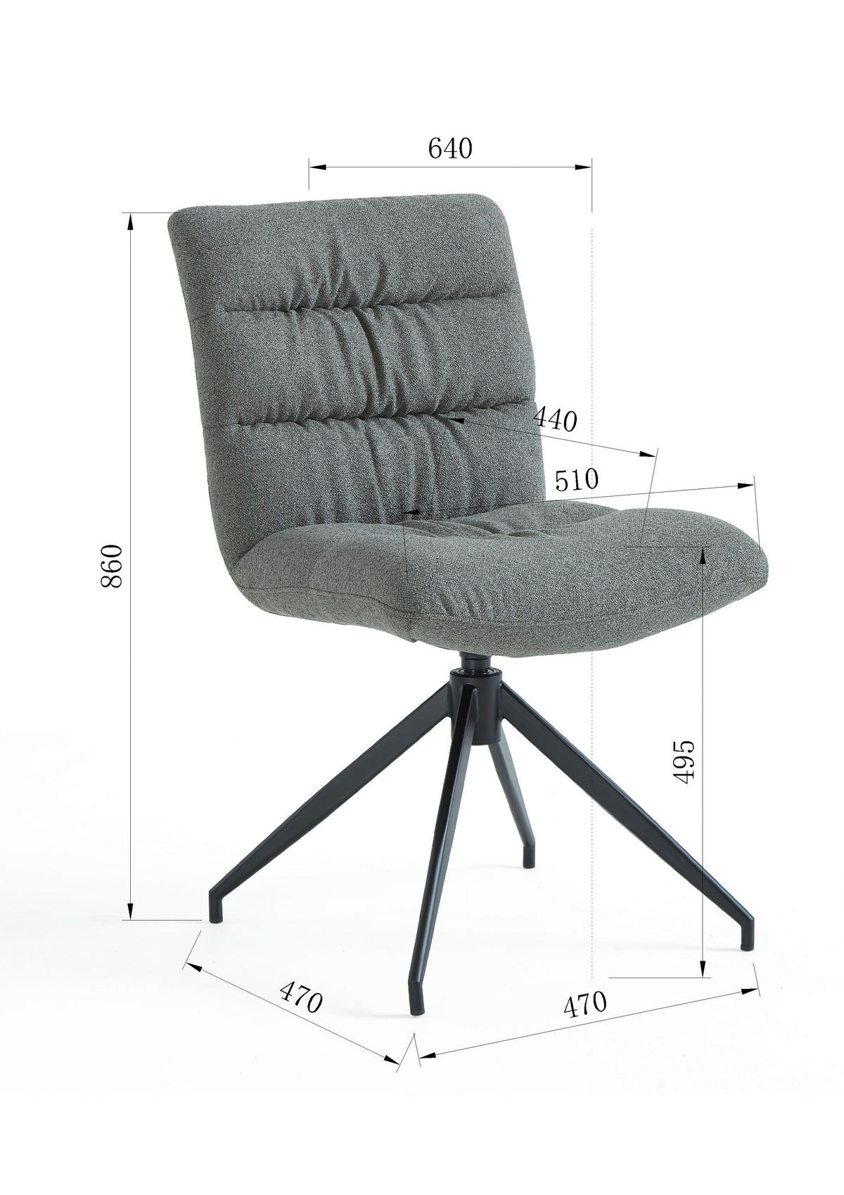 STUHL - Schwarz/Cappuccino, Design, Textil/Metall (51/86/64cm) - Dieter Knoll