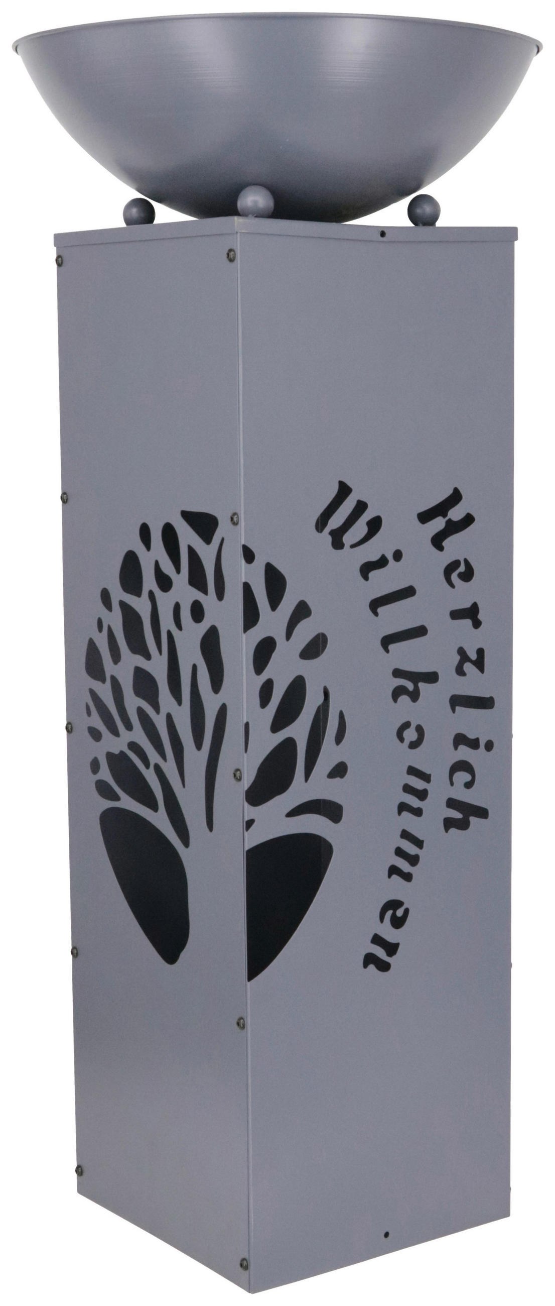 Led Dekosäule mit Schale Welcome H: 87 cm