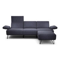 3-SITZER-SOFA Chenille Blau  - Blau/Schwarz, Design, Textil/Metall (234-264/85/86-94cm) - SENSOO