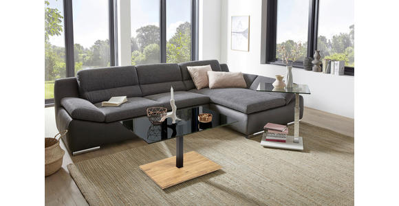 COUCHTISCH Wildeiche massiv Parsolglas 90/60/47 cm rechteckig Schwarz, Eichefarben - Eichefarben/Schwarz, Natur, Glas/Holz (90/60/47cm) - Novel