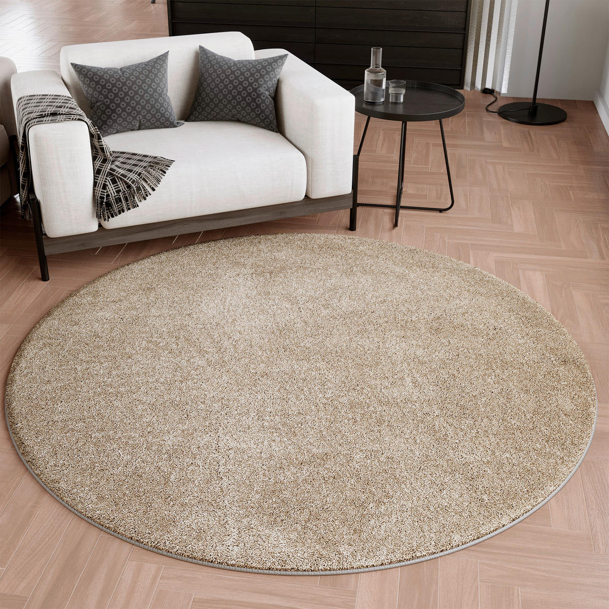 WEBTEPPICH 200 cm Wogh Sandfarben, Beige  - Sandfarben/Beige, KONVENTIONELL, Textil (200cm) - WECON HOME