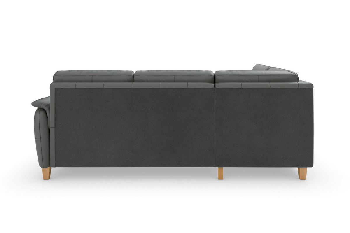 ROHOVÁ SEDAČKA, kůže, antracitová - barvy dubu/antracitová, Basics, dřevo/textil (212/236cm) - Sit & More