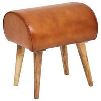 HOCKER Echtleder Braun  - Naturfarben/Braun, MODERN, Leder/Holz (45/53/40cm) - MID.YOU