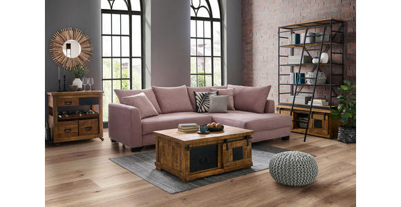 ECKSOFA in Cord Rosa  - Schwarz/Rosa, KONVENTIONELL, Holz/Textil (267/181cm) - Carryhome