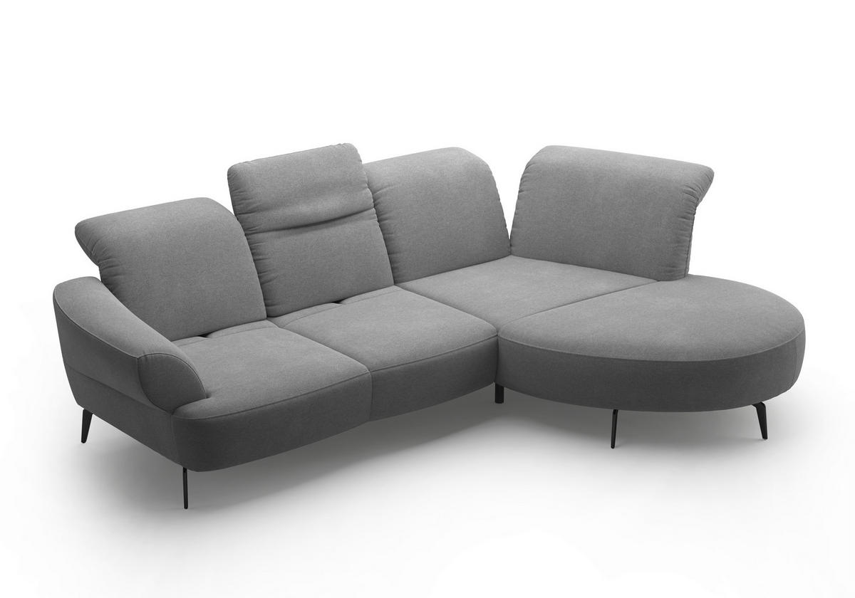 ECKSOFA in Mikrofaser Grau  313/208 cm  - Schwarz/Grau, MODERN, Textil/Metall (313/208cm) - Sit & More