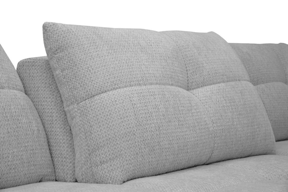 ECKSOFA Grau Chenille Armlehnenkissen, Rücken echt, Sitztiefenverstellung  - Schwarz/Grau, KONVENTIONELL, Textil/Metall (313/215cm) - Hom`in