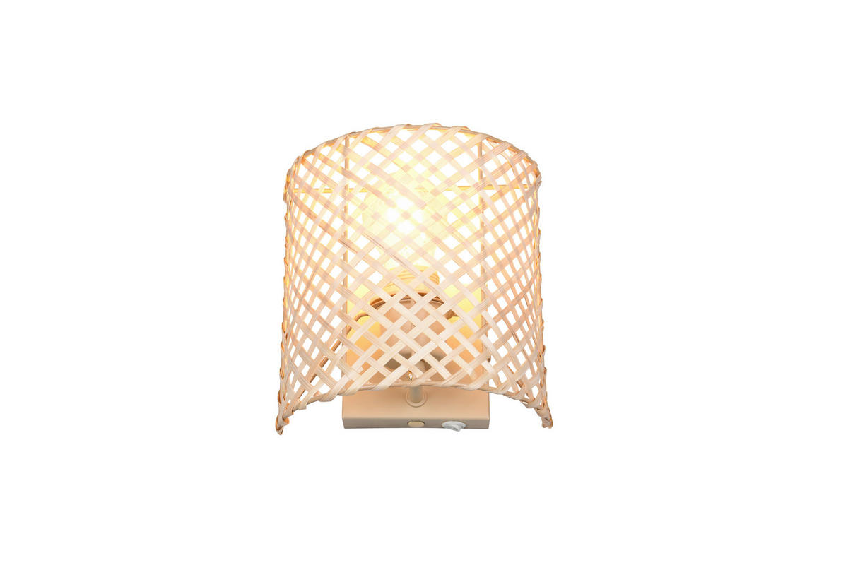 WANDLEUCHTE Bina 19/19/10,5 cm  - Beige/Naturfarben, Natur, Naturmaterialien/Metall (19/19/10,5cm)