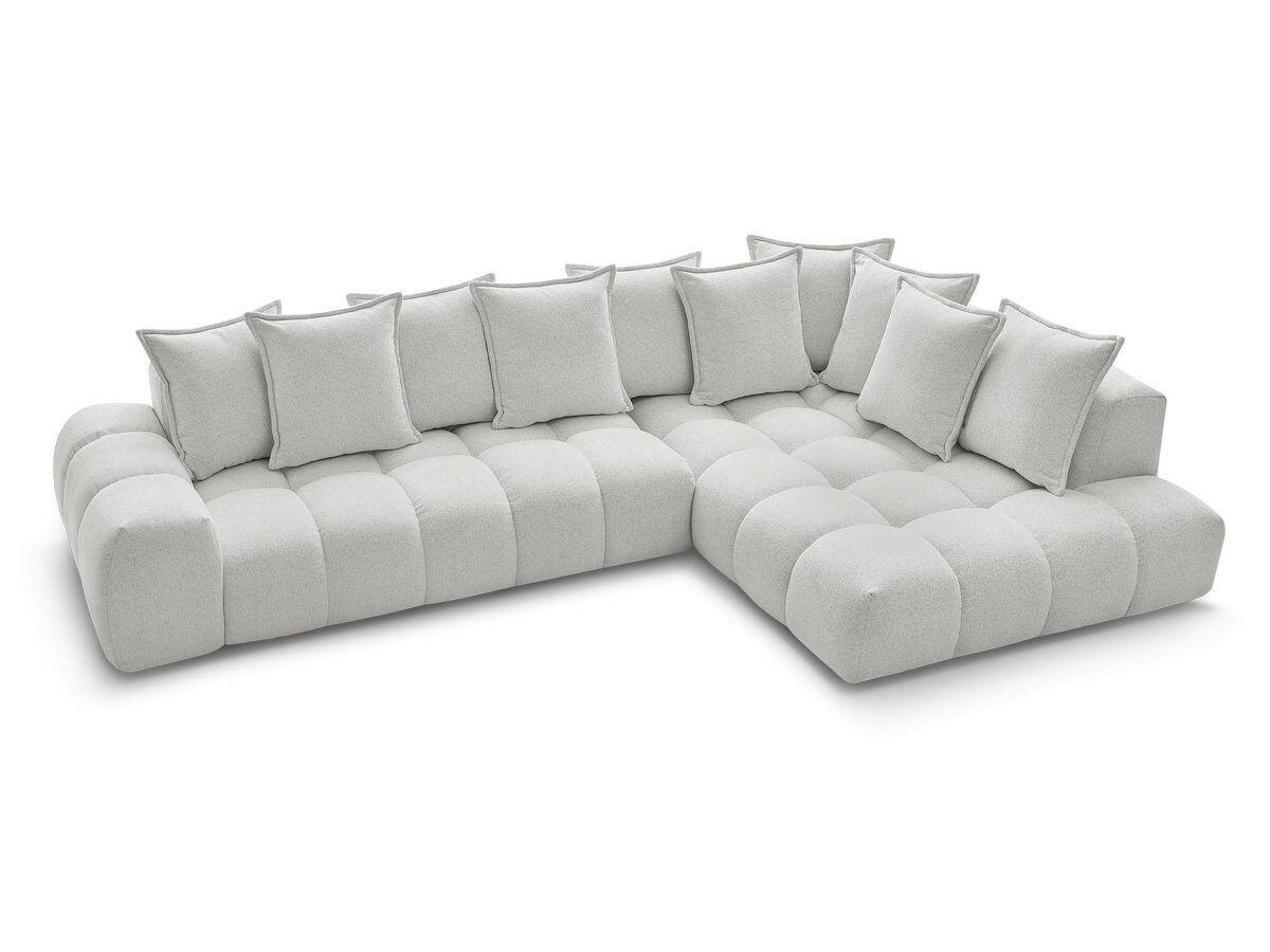 ECKSOFA Ottomane rechts  EVEREST Hellgrau Flachgewebe  - Hellgrau/Schwarz, MODERN, Kunststoff/Textil (352/210cm)