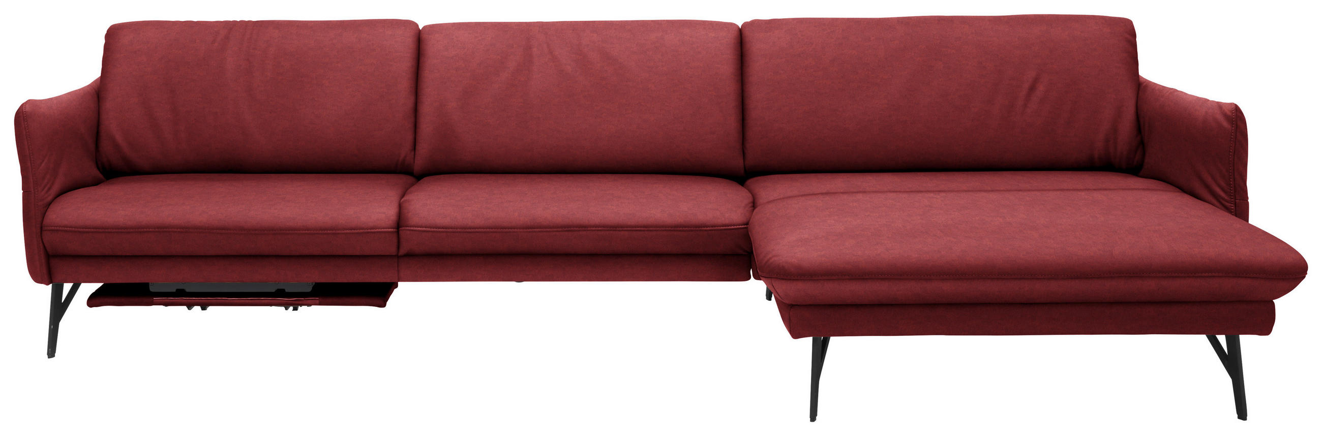 ECKSOFA in Echtleder Weinrot  - Anthrazit/Weinrot, Design, Leder/Metall (330/174cm) - Himolla