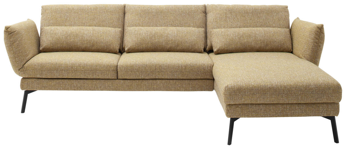 ECKSOFA Gelb Flachgewebe  - Gelb/Schwarz, Design, Textil/Metall (277/175cm) - Schöner Wohnen