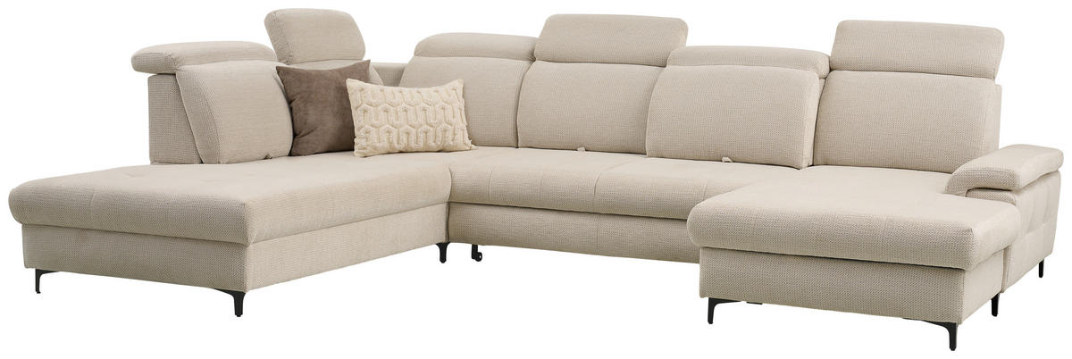 WOHNLANDSCHAFT  in Struktur Beige  - Beige, Design, Textil/Metall (270/364/190cm) - Stylife