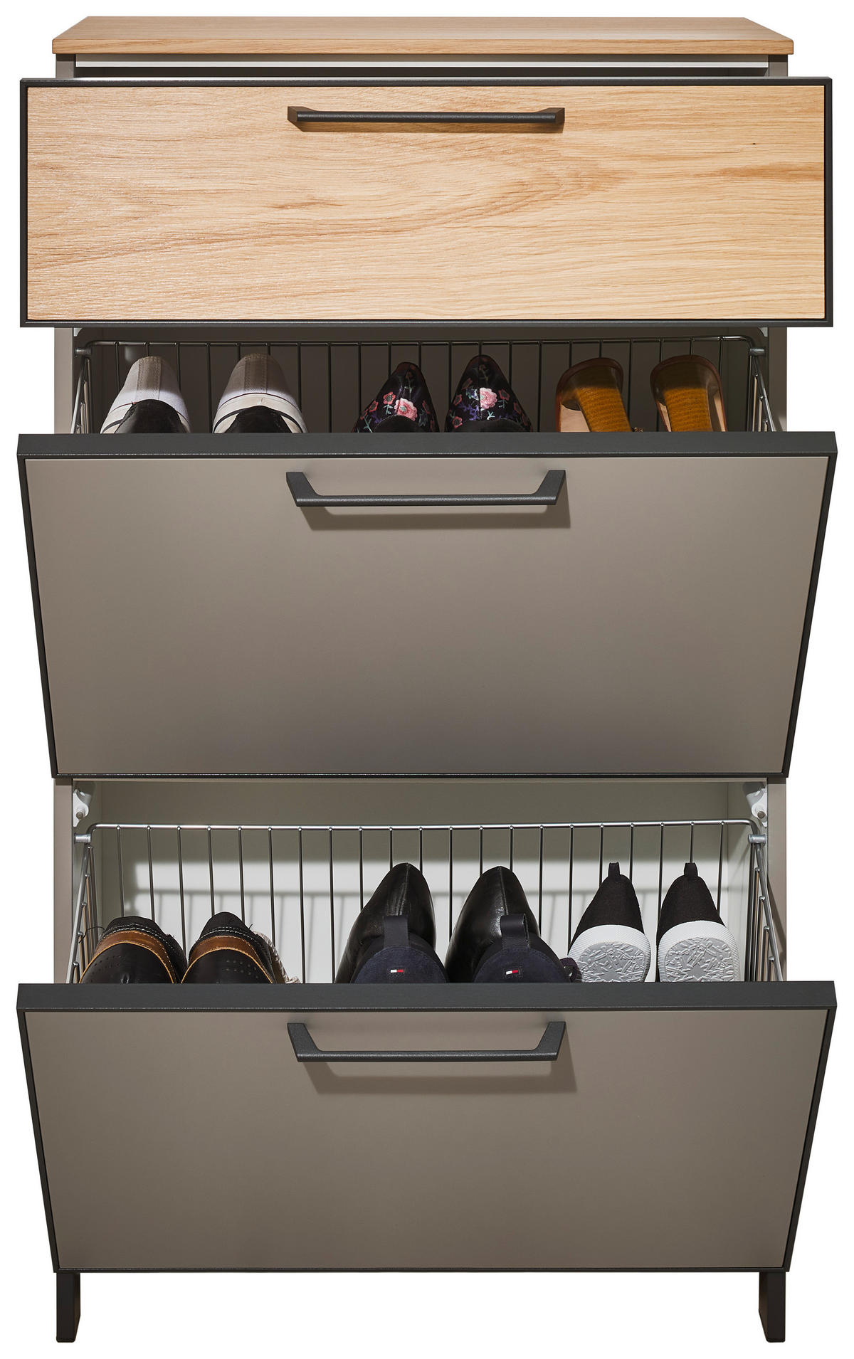 MEUBLE À CHAUSSURES ABATTANT  in 60/107/31 cm  - Fango/Eichefarben, Design, Holzwerkstoff/Metall (60/107/31cm) - Dieter Knoll