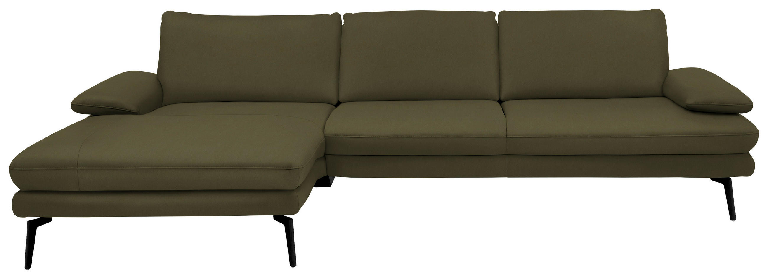 ECKSOFA in Echtleder Olivgrün  - Schwarz/Olivgrün, Design, Leder/Metall (180/310cm) - Dieter Knoll