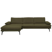 ECKSOFA in Echtleder Olivgrün  - Schwarz/Olivgrün, Design, Leder/Metall (180/310cm) - Dieter Knoll