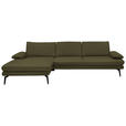 ECKSOFA in Echtleder Olivgrün  180/310 cm  - Schwarz/Olivgrün, Design, Leder/Metall (180/310cm) - Dieter Knoll