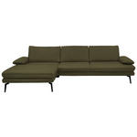 ECKSOFA in Echtleder Olivgrün  180/310 cm  - Schwarz/Olivgrün, Design, Leder/Metall (180/310cm) - Dieter Knoll