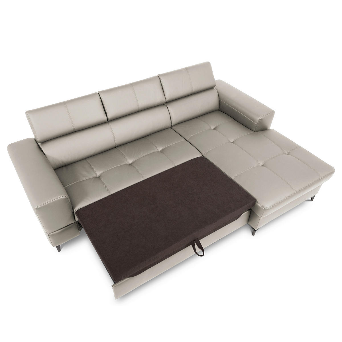 ECKSOFA  in Lederlook Echtleder Platinfarben  - Platinfarben/Schwarz, Design, Leder/Textil (247/173cm) - Livetastic