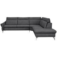 ECKSOFA in Echtleder Dunkelgrau  - Edelstahlfarben/Dunkelgrau, Konventionell, Leder/Metall (296/242cm) - Himolla Komfortklass