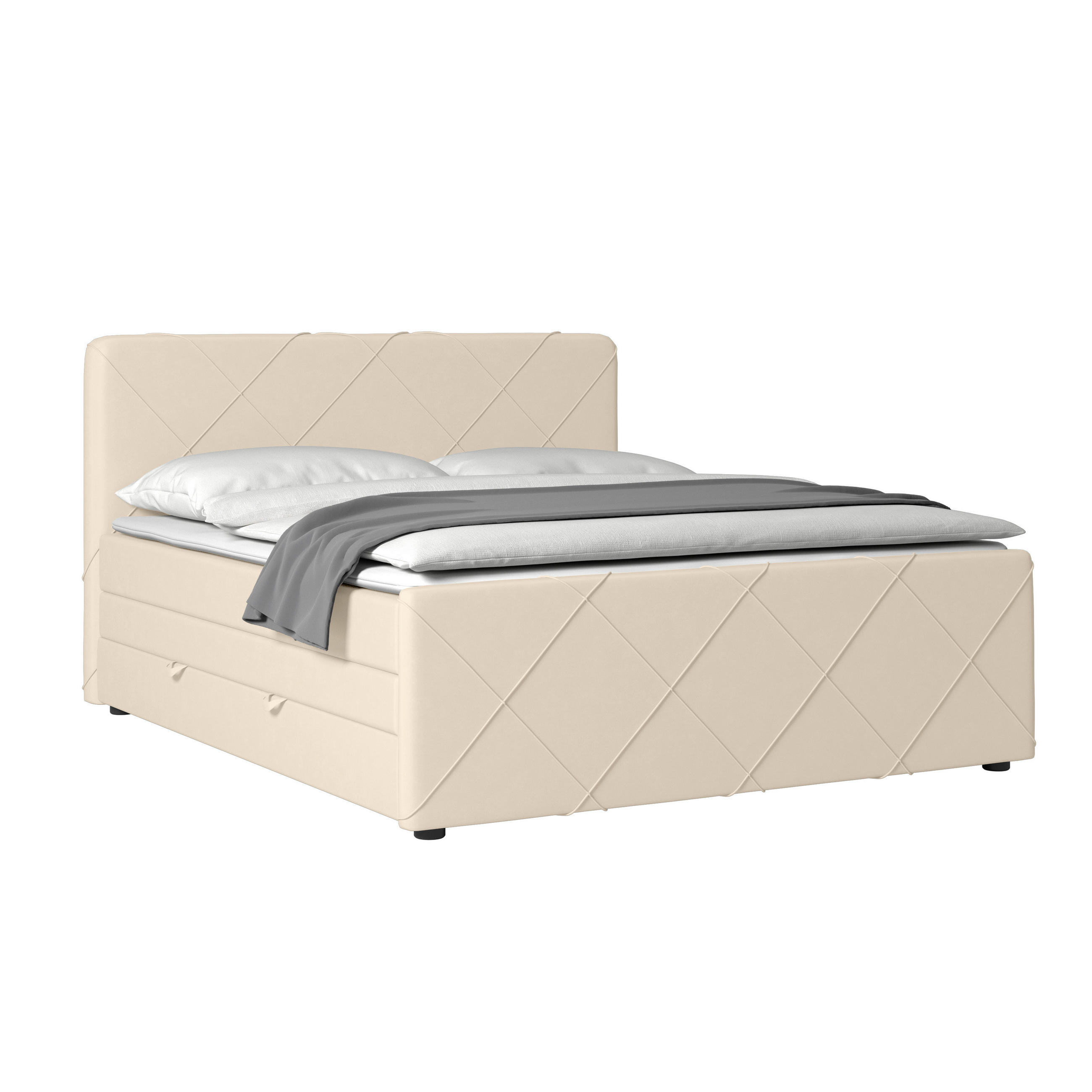 BOXSPRINGBETT 180/200 cm  in Weiß  - Schwarz/Weiß, MODERN, Holzwerkstoff/Kunststoff (180/200cm) - MID.YOU