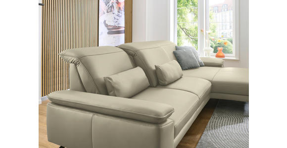 ECKSOFA in Echtleder Naturfarben  - Schwarz/Naturfarben, Design, Leder/Metall (332/193cm) - Dieter Knoll