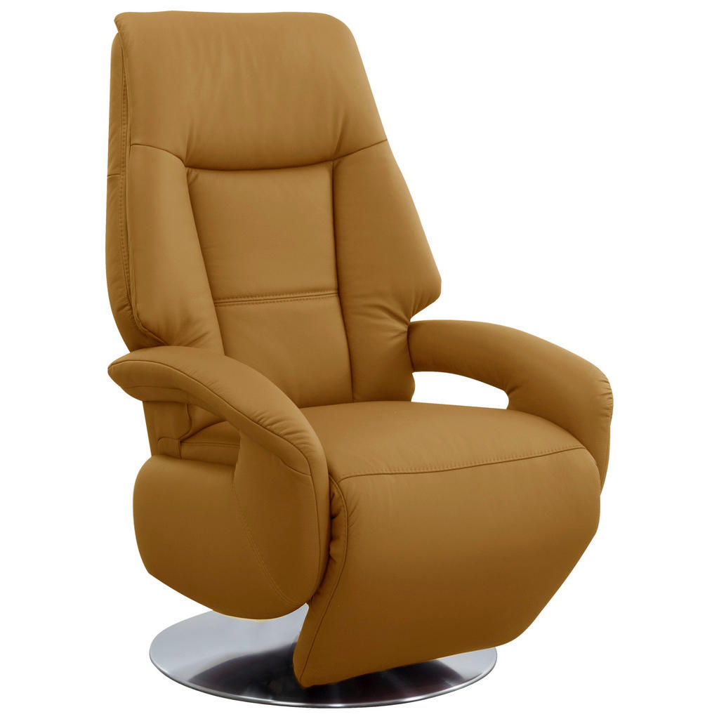 Thumbnail - Sit & More Relaxsessel, Currygelb, Leder, Echtleder, Nappaleder, 74x111x77 cm, Goldenes M, Made in Europe, DGM-Klimapakt...