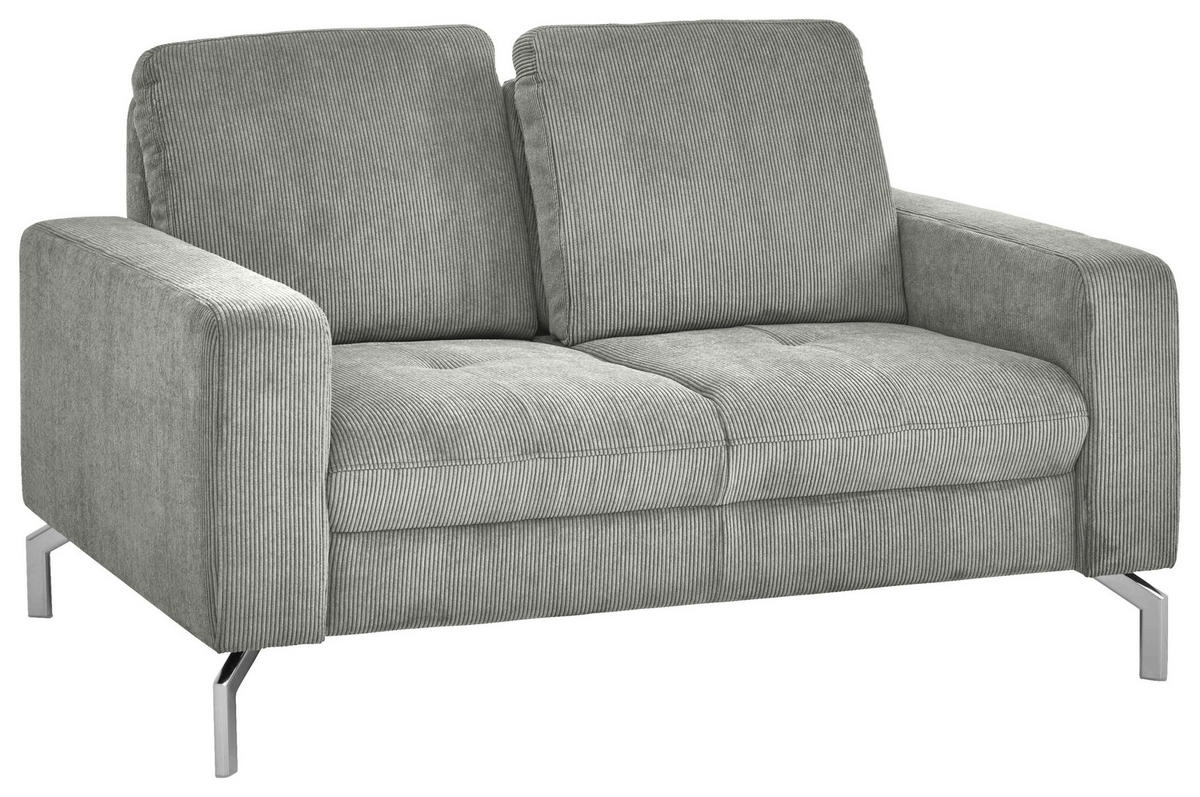 2-SITZER-SOFA  in Feincord Silberfarben  - Chromfarben/Silberfarben, Design, Textil/Metall (142/87/105cm) - Beldomo Style