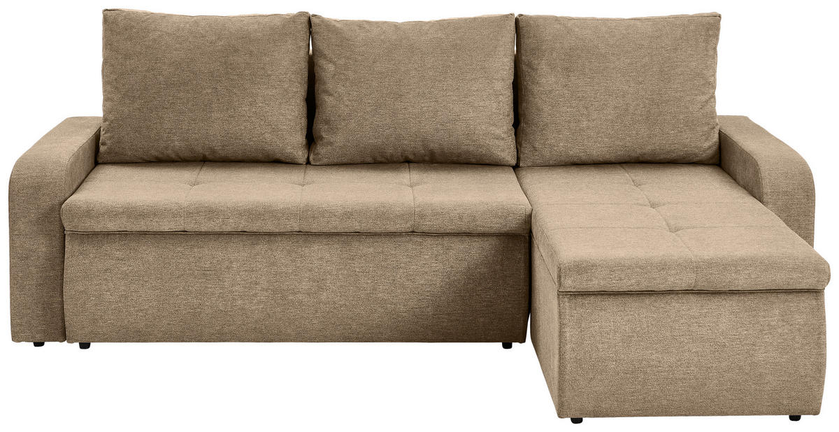 ECKSOFA in Webstoff Braun  - Schwarz/Braun, Konventionell, Kunststoff/Textil (235/158cm) - P & B
