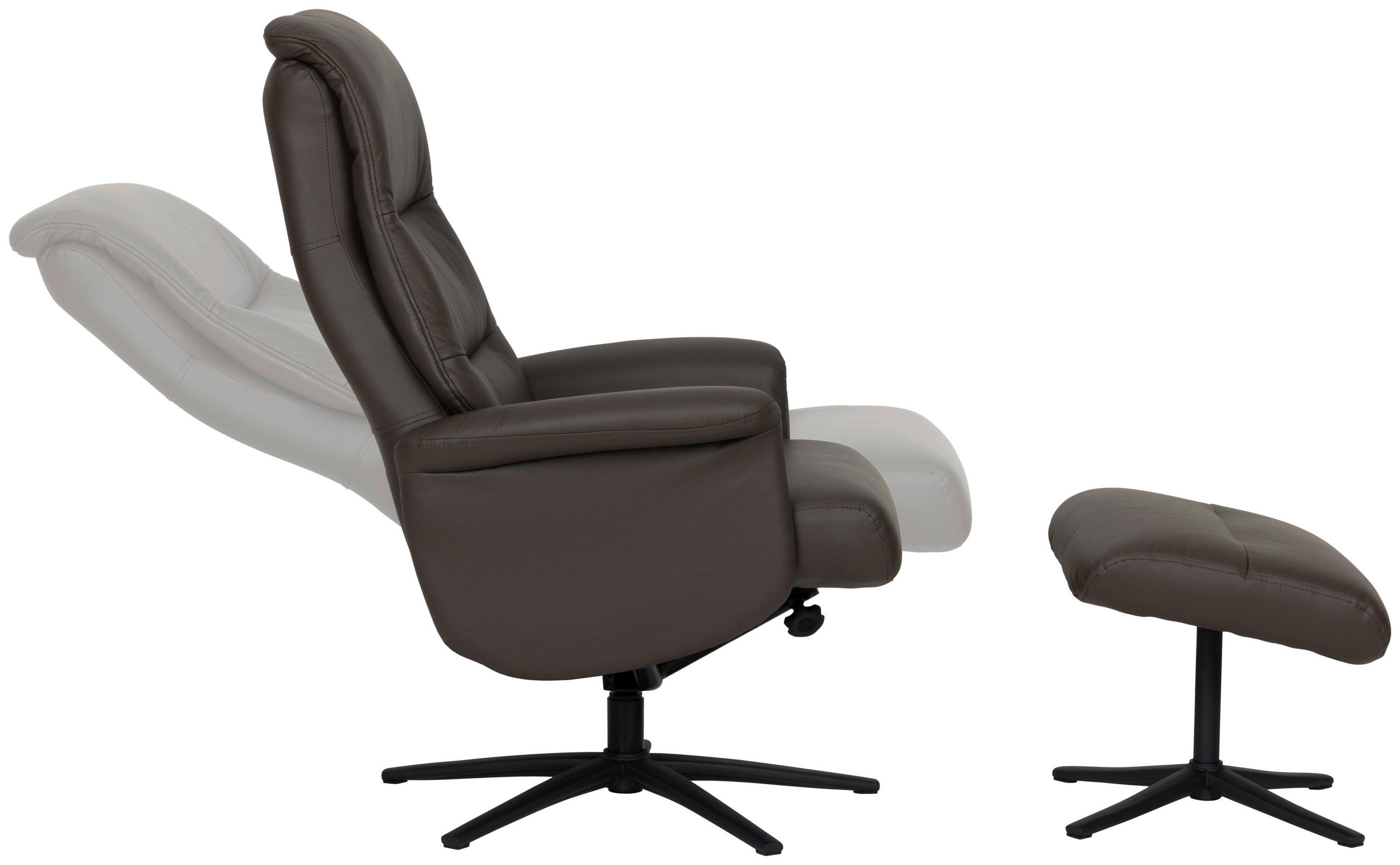 RELAXSESSELSET Lederlook Echtleder    - Schwarz/Braun, Design, Leder/Textil (76/107/79cm) - Livetastic